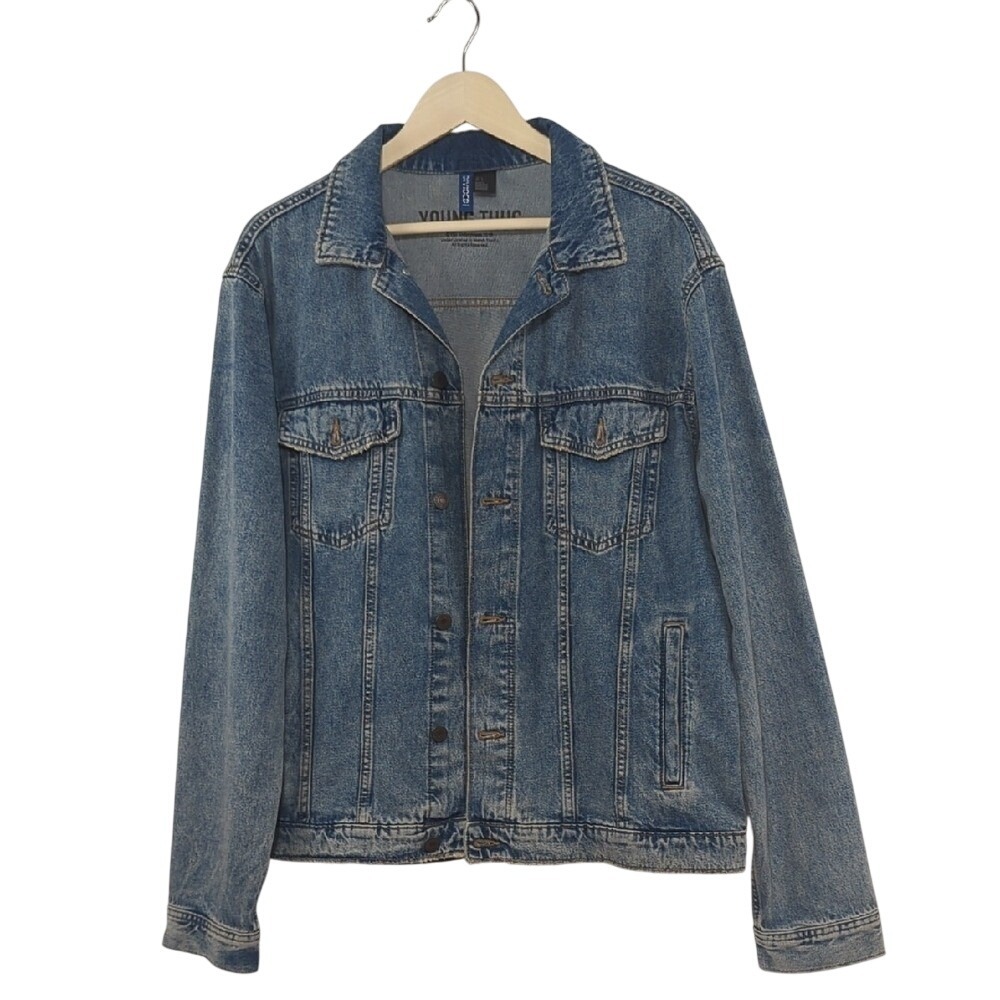 H&M Young‎ Thug Men's Denim Jean Jacket Cherub UK Bloke Rap Hip Hop RARE Large